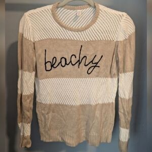Beachy Striped Sweater - Cream and White